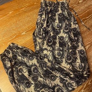 Peacock print harem pants